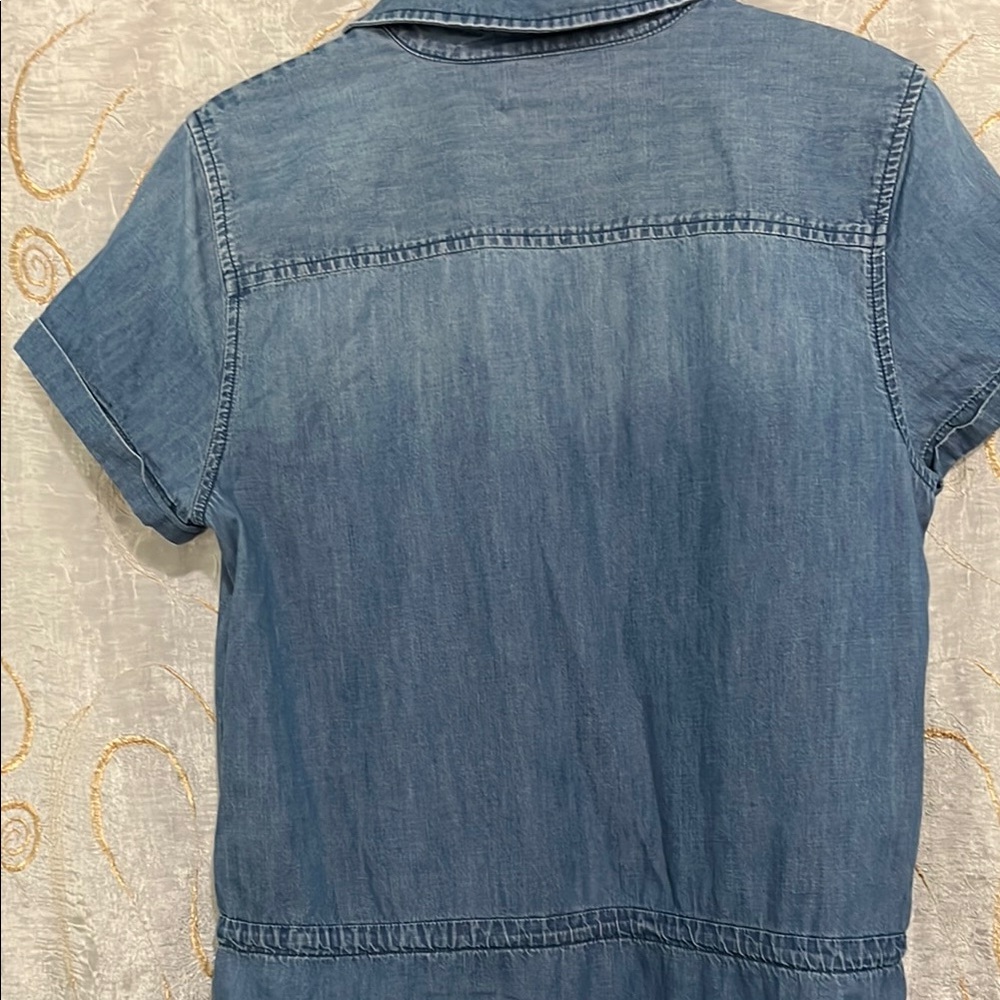 GAP Blue Buttoned Mini Dress with Notched Collar - Picture 6 of 8